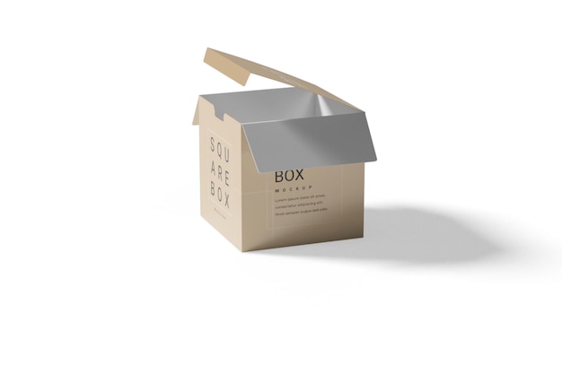 Representación 3D de maqueta de caja cuadrada