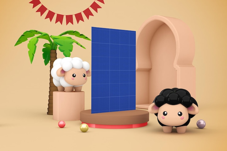 PSD representación 3d de la maqueta del cartel de adha
