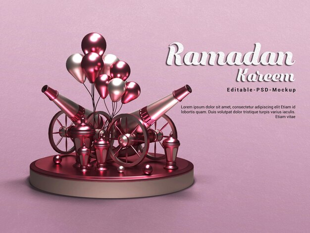 Representación 3d de maqueta de fondo de ramadan kareem