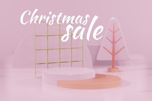 Representación 3D maqueta de podio vacío de Navidad