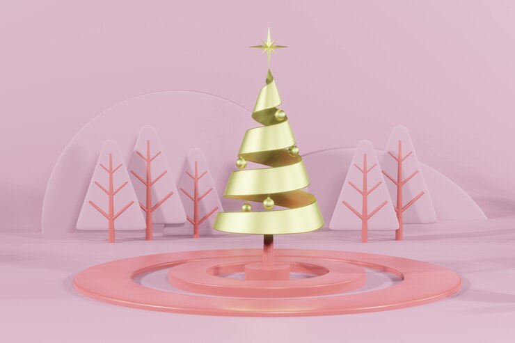 PSD representación 3d maqueta de podio vacío de navidad