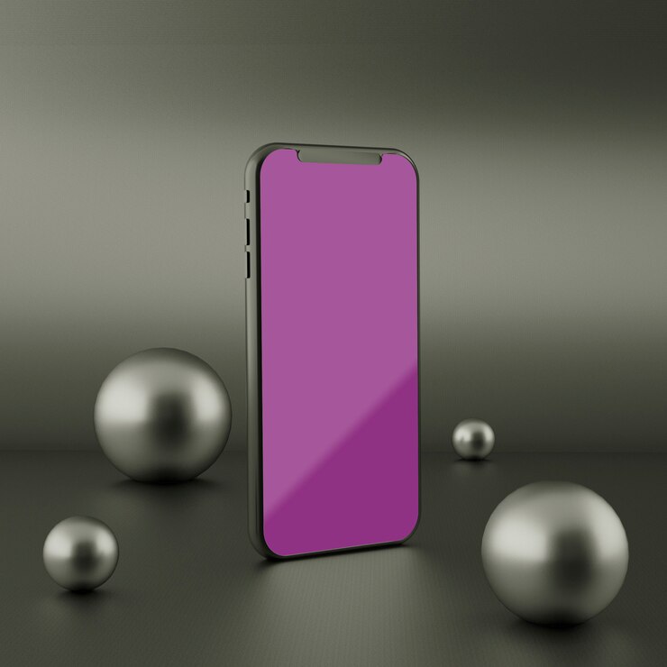 Representación 3d de maqueta de teléfono inteligente de pantalla negra completa