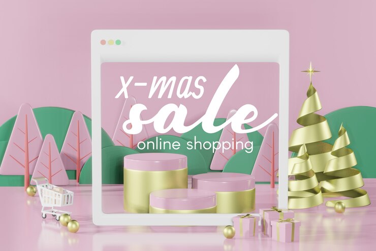 PSD representación 3d de la maqueta vacía de navidad compras en línea