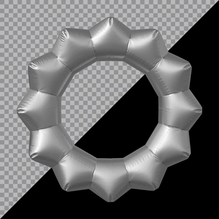 PSD representación 3d de marco globo plateado