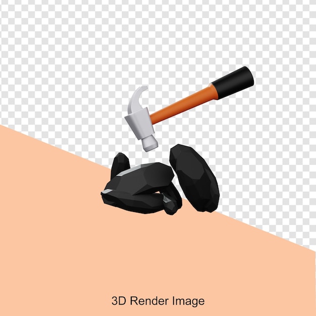Representación 3D de martillo de piedra de construcción