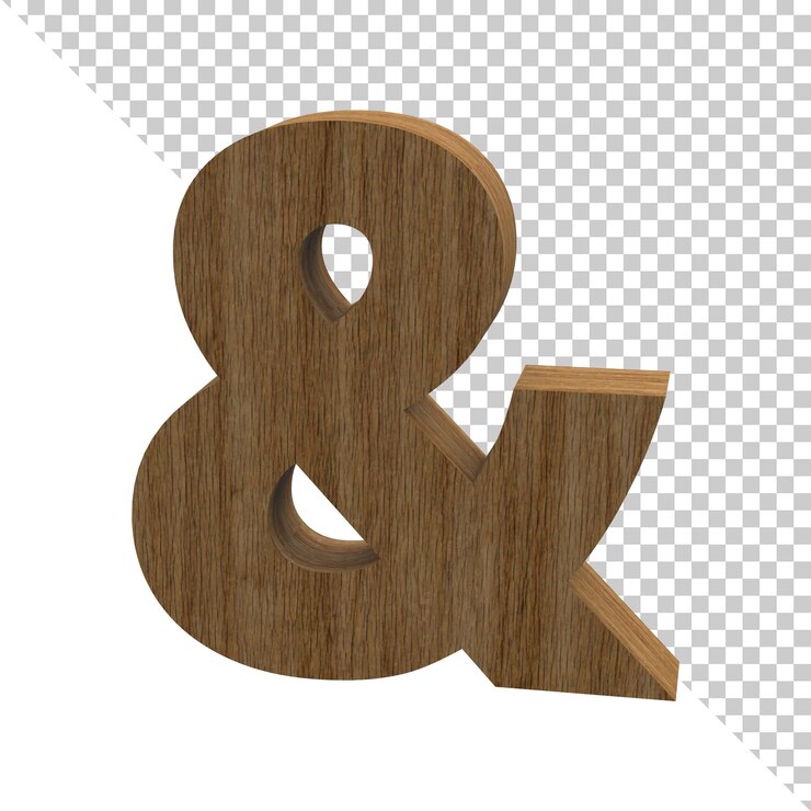 Representación 3D de material de madera símbolo ampersand
