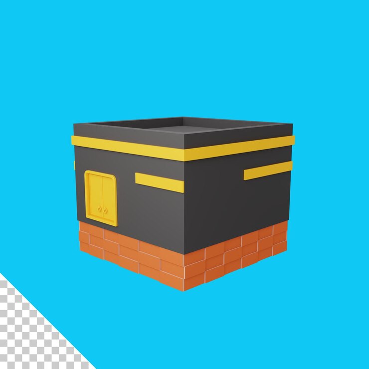 PSD representación 3d de la meca de kaaba aislada útil para la ilustración de diseño de islam ramadán