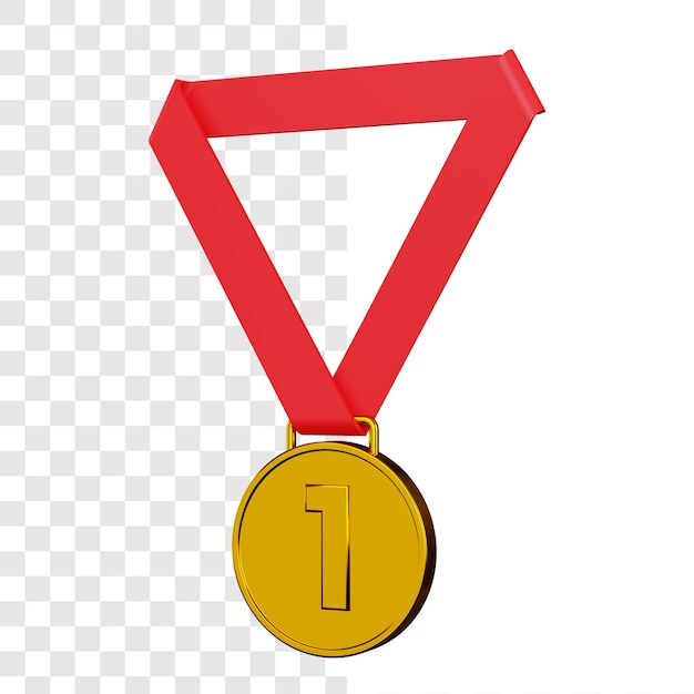 Representación 3d de la medalla de oro aislada