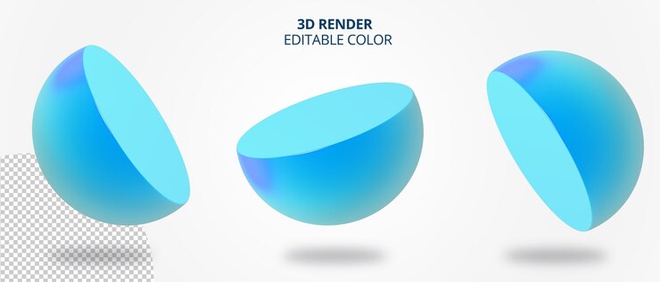 PSD representación 3d de media geometría azul