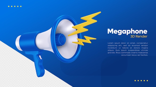 Representación 3D de megáfono azul