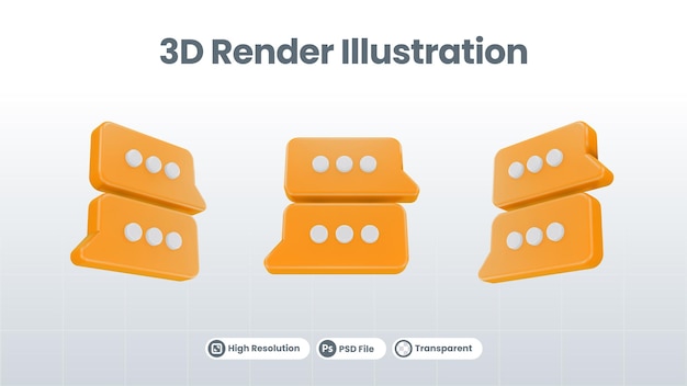 Representación 3d mensaje de notificación icono de chat atención signo de sms y mensaje de internet
