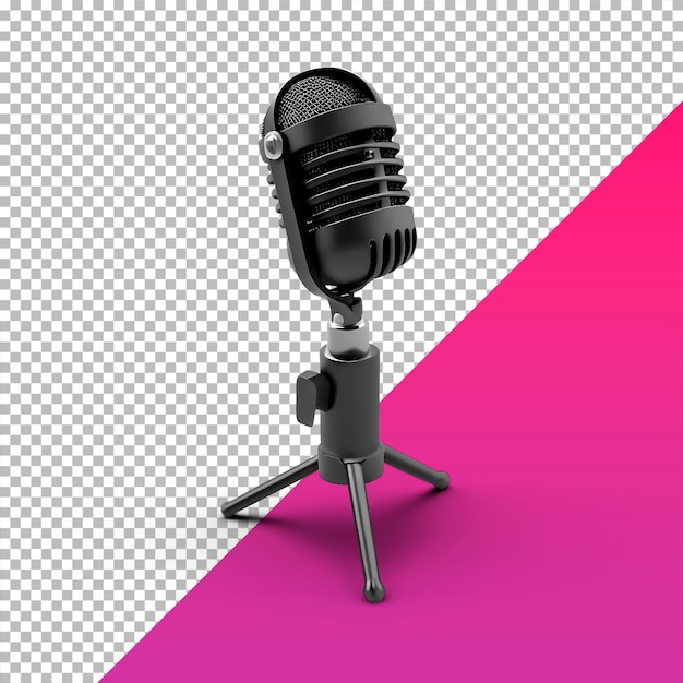 PSD representación 3d de un micrófono de podcast en un soporte