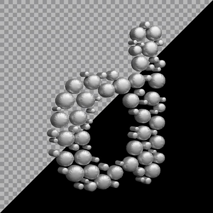 PSD representación 3d de minúscula d globo plateado