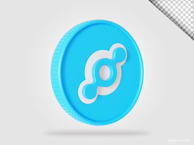 Representación 3d de moneda de criptomoneda helio hnt aislada