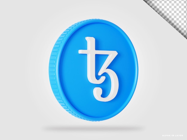 Representación 3d de moneda de criptomoneda Tezos xtz aislada