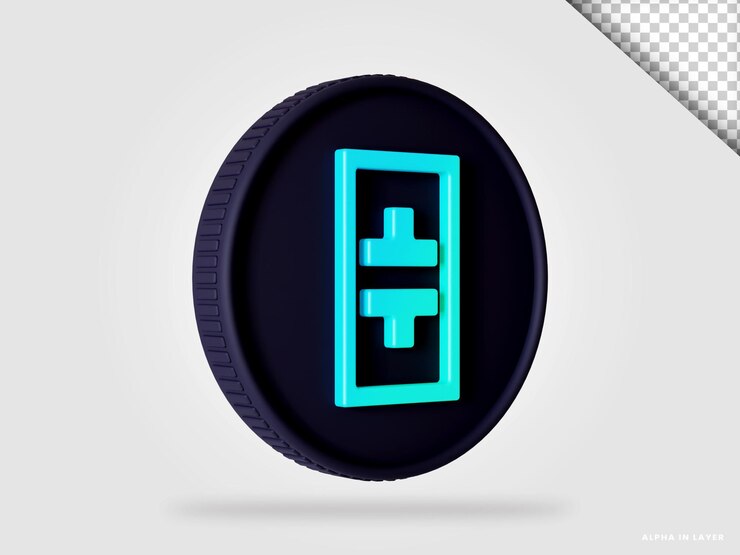 PSD representación 3d de moneda de criptomoneda theta network aislada