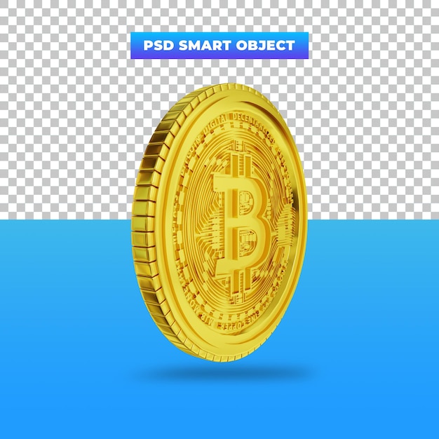 Representación 3D moneda digital Bitcoin oro