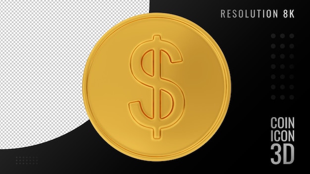 PSD representación 3d de una moneda de oro sobre un fondo transparente