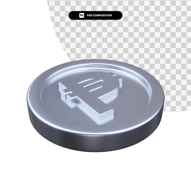 Representación 3d de la moneda del peso de plata aislada