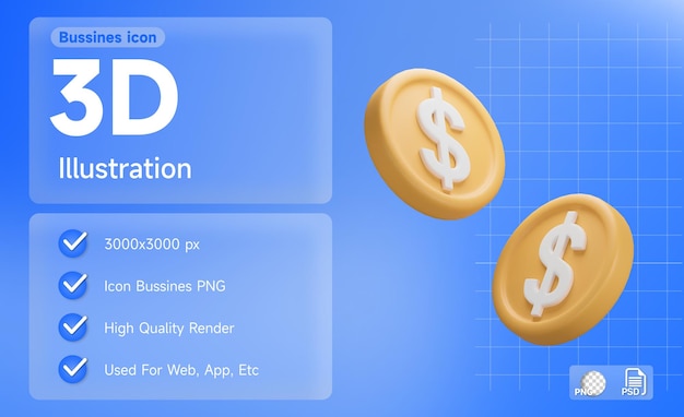 representación 3d de monedas flotantes