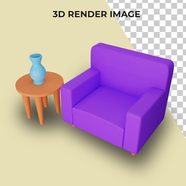 Representación 3d de muebles premium psd