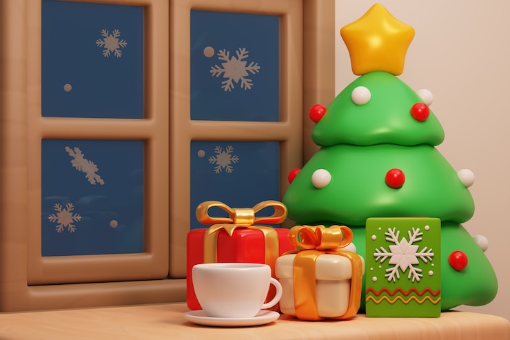 PSD representación en 3d de la naturaleza muerta de navidad