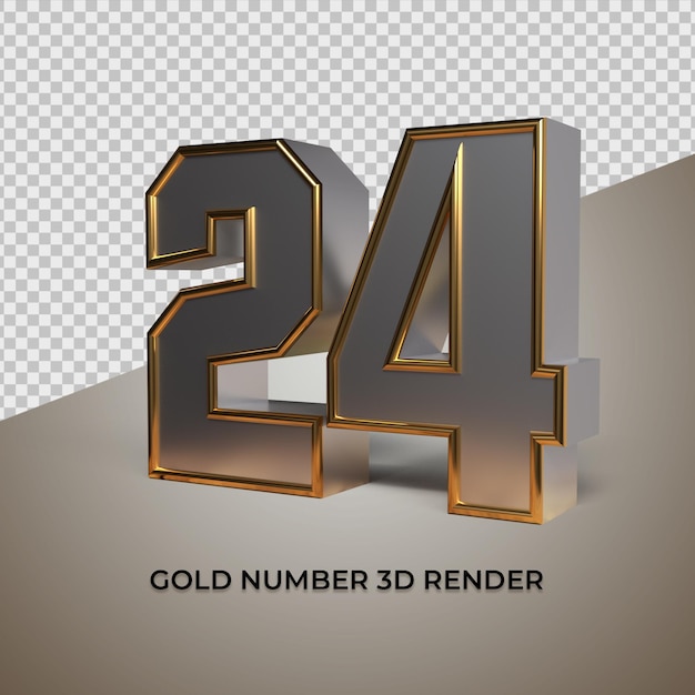 Representación 3d negro oro plata número 24