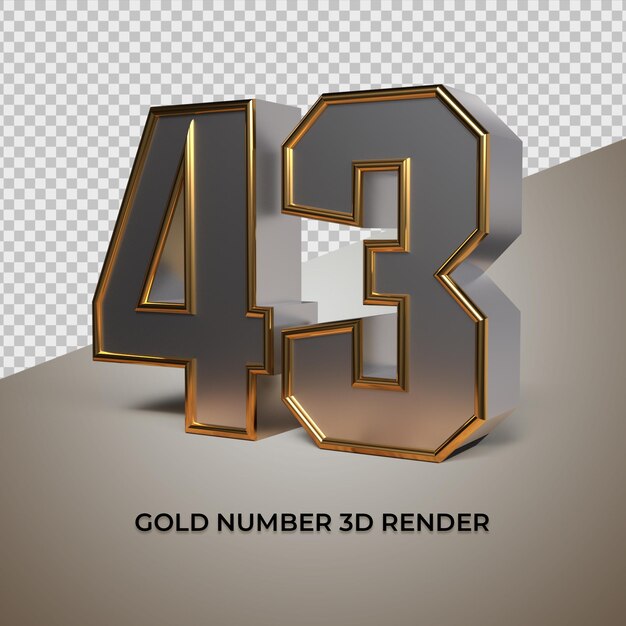 Representación 3d negro oro plata número 43