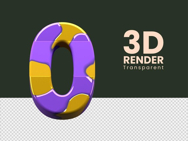 Representación 3d número 0 aislado