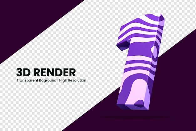 Representación 3d número 1 aislado