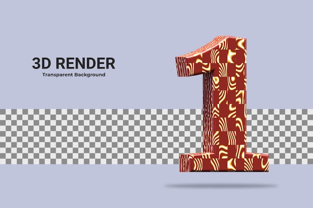 Representación 3d número 1 aislado