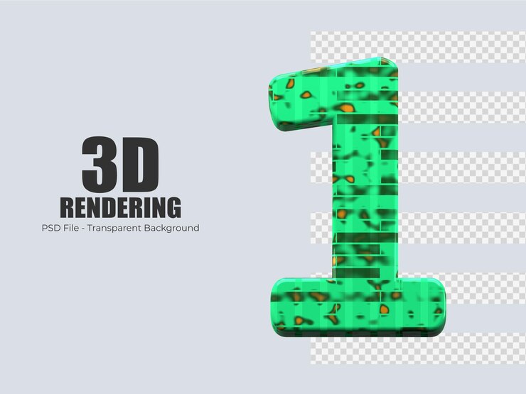 PSD representación 3d número 1 aislado