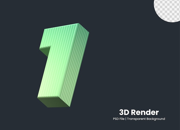 Representación 3d número 1 aislado