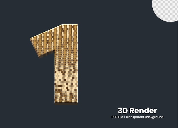 PSD representación 3d número 1 aislado