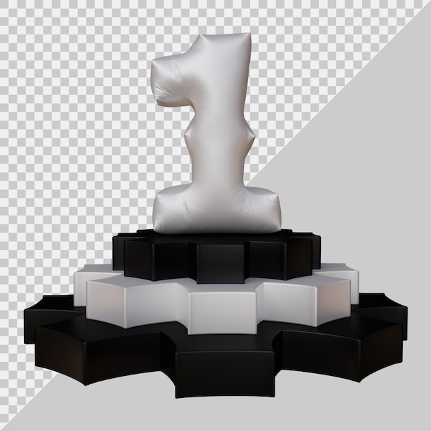 Representación 3D del número 1 en el podio