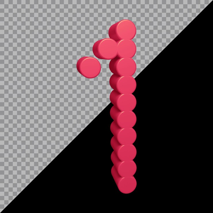 PSD representación 3d del número 1