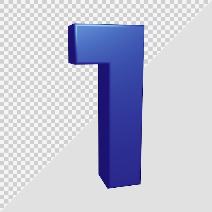 PSD representación 3d del número 1