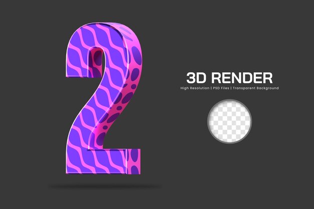Representación 3d número 2 aislado