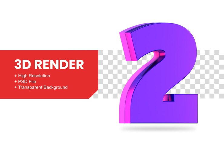PSD representación 3d número 2 aislado