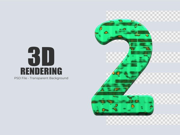 Representación 3d número 2 aislado