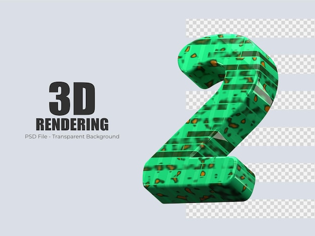 PSD representación 3d número 2 aislado