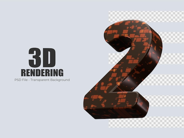 PSD representación 3d número 2 aislado