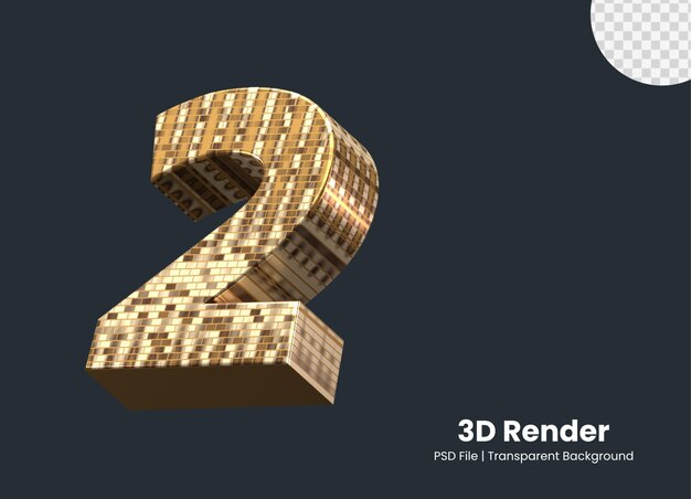 PSD representación 3d número 2 aislado