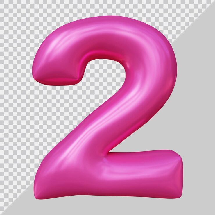 PSD representación 3d del número 2 con estilo moderno