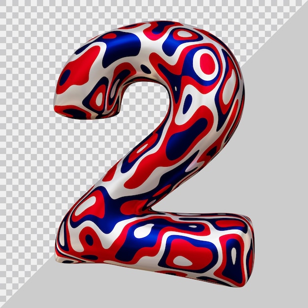 Representación 3d del número 2 con estilo moderno