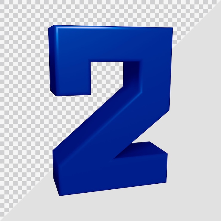 PSD representación 3d del número 2