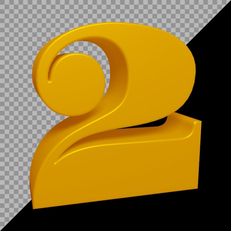 PSD representación 3d del número 2