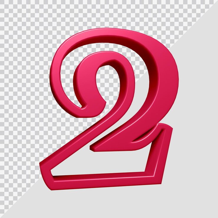 PSD representación 3d del número 2
