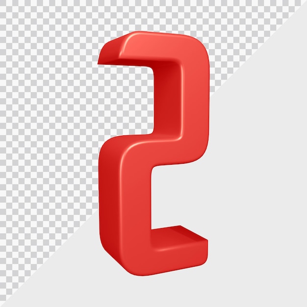 Representación 3D del número 2