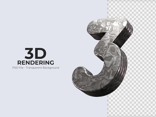Representación 3d número 3 aislado
